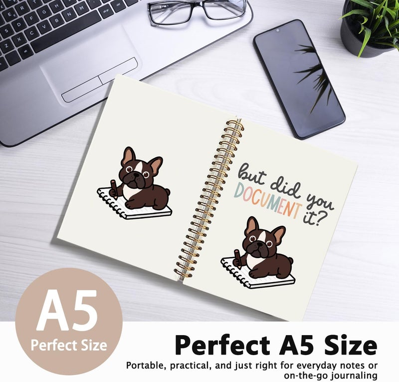 WLIANG Funny French Bulldog Notebook Journal Gifts for Women & Men, Frenchie Gifts for Women Journal, But Did You Document It Hardcover Spiral Notebook 5.5x8.3 Inch - Image 2